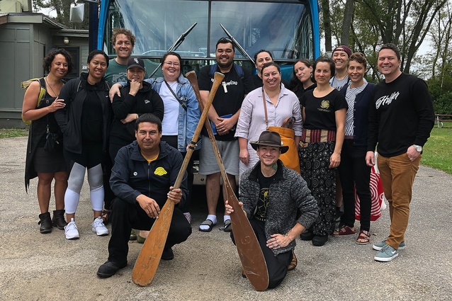 Connecting with other Indigenous design practitioners. Ngā Aho and Mississaugas of the Credit First Nation, Toronto Indigenous Placemakers Retreat, Toronto Island, 2019.
