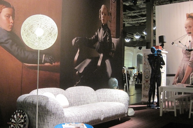 Moooi installations used oversized photographs of people as backdrops.
