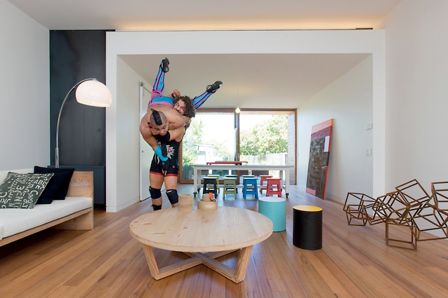 Jeremy McLeod’s Push Pull House, Melbourne, is a former barber shop and lolly store transformed into a functional family home. 
