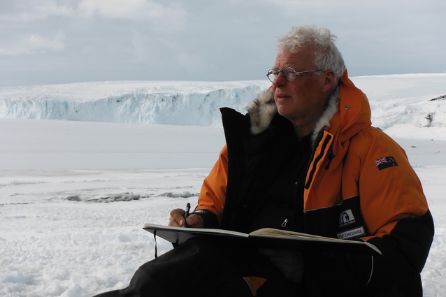 Pip sketching at Cape Evans during the 2014–2015 conservation season.
