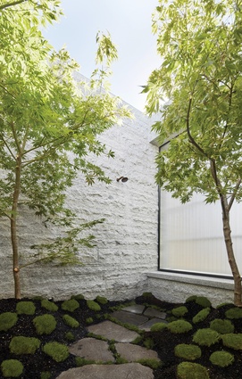 A Japanese-style courtyard on the first floor frames nature for the main bedroom and ensuite.