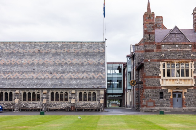Open Christchurch will offer a unique opportunity to visit over 40 of the region's architectural gems. Seen here: Christ's College Big School by James FitzGerald, 1863 and Warren and Mahoney, 1989.