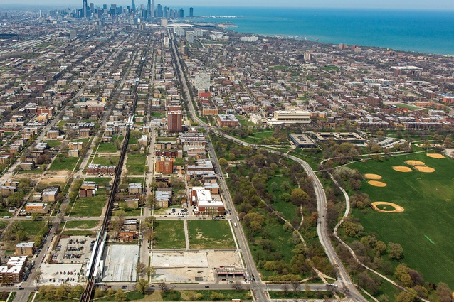 Washington Park in Chicago's South Side (pictured centrally in the foreground) is one of two potential sites for the new Obama Presidential Centre.