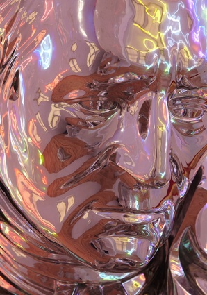 "Cook. Heroic of scale, pensive of posture, evasive of surface. He's Koons chromium glossy sextoy infinite reflective."