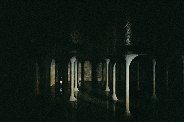 Tóth’s Basement is a flooded hall full of Johnson Wax Building-esque columns, extending into the
haunting darkness.