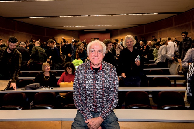 Roger Walker and his audience at the Fast Forward lecture: Affordable Architecture, held in Auckland and Wellington.
