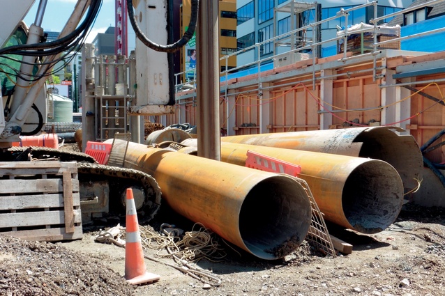 In all, 55 concrete piles 1200mm in diameter were drilled down to approximately 30 metres.