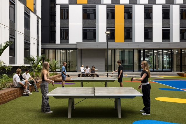 Table tennis in the central courtyard.