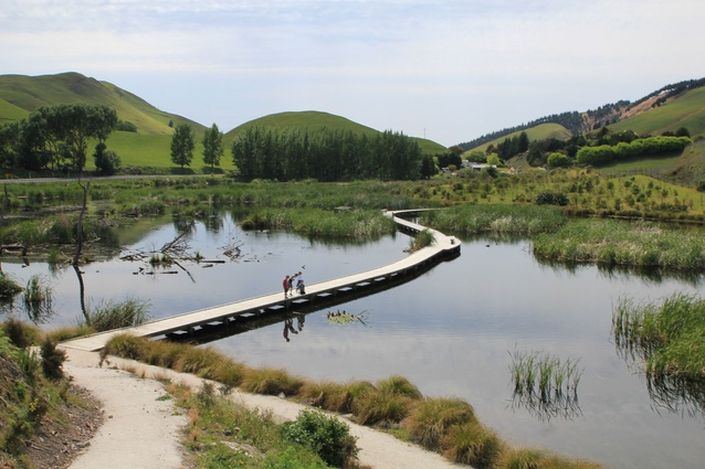 Pekapeka Wetlands, "A high quality interpretive site for wetland restoration that integrates public accessibility with educational features through use of local materials and stories."