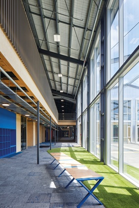 A hallway adjacent to the courtyard.