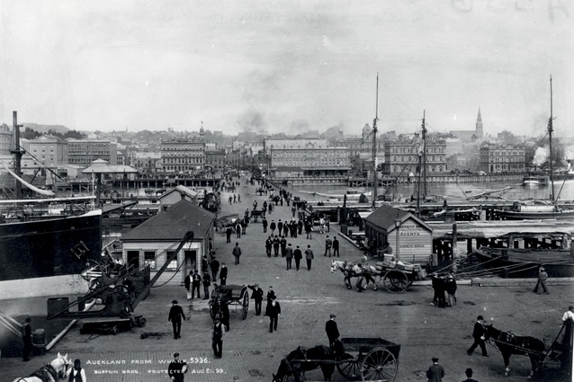 Quens Wharf Auckland, by the Burton Brothers 1899. 