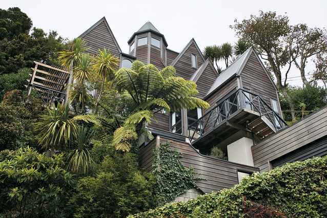 Views of the west elevation of the Drinkwater House, in its setting on the Karori/Kelburn border. 