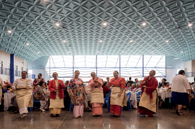 Dancers perform at the opening of the new Lesieli Tonga Auditorium – a celebratory banquet for 2,000 people. 