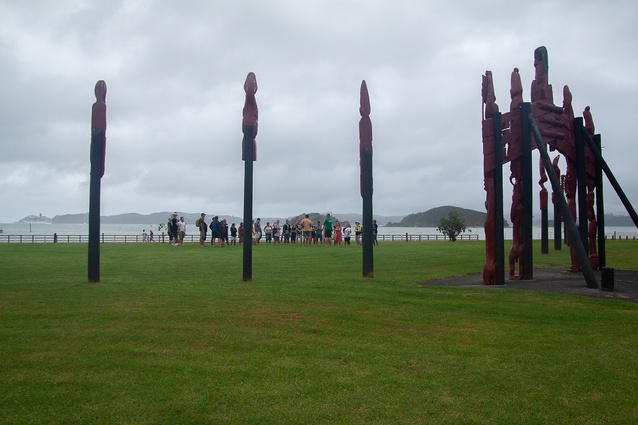 Ngā Aho inaugural International Indigenous Design Forum visiting Waitangi grounds, 2016.