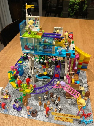 Finalist: Phoebe (age 6) and Mark (age 45) – "We've created a self-sustainable party hub bubble bunker. Be kind, party on!" Made from Lego.
