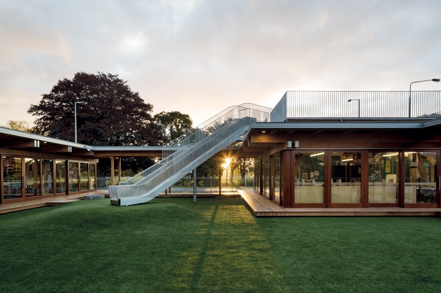 Slides from the roof of the structure add to the youthful joy exuding from the Cathedral Grammar Junior School.
