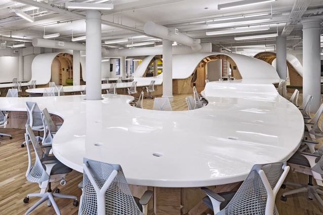 The Barbarian Group, New York by Clive Wilkinson Architects. A design that fosters collaboration and transparency in the growing company, and challenges their creativity.