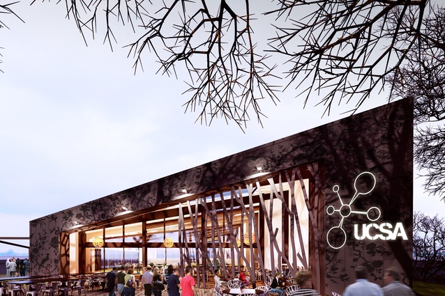 Completion date – May 2012. UCSA Events Centre, University of Canterbury by Warren & Mahoney, 90 Ilam Road. The building aims to be the focus of student social life on campus. 
