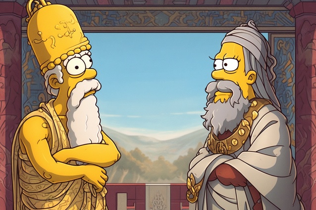 A debate between Plato and Homer.
