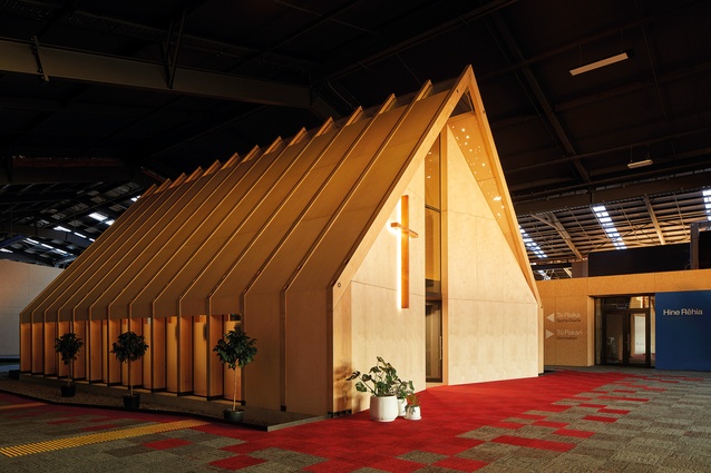 Positioned centrally to the main entry is the 100-person chapel. Within, the sparkling laser-cut ceiling delights visitors.