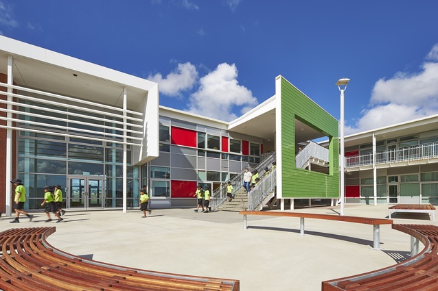 The design maximises sunlight and shelters the children from prevailing southerly winds.  