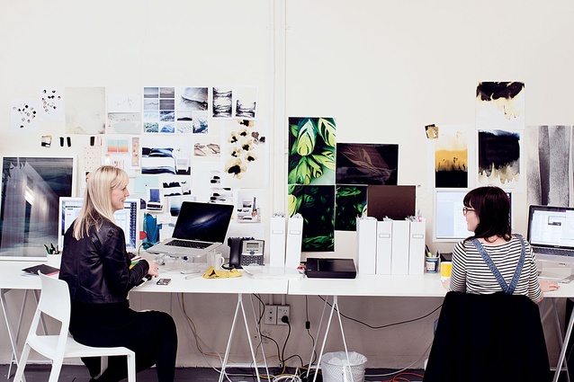 Hayes and her designer, Jessica Van Dammen, hard at work.
