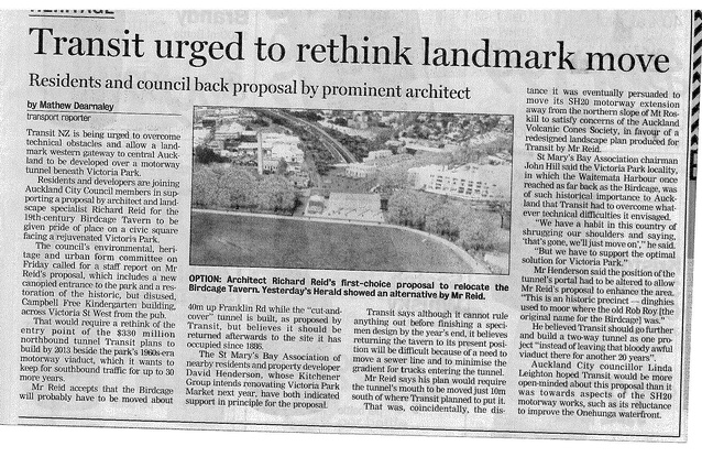 ‘Transit urged to think landmark move’, NZ Herald, 11 September 2007.