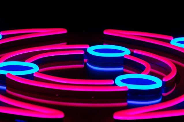 Neon light art created by Lissy Robinson-Cole, Rudi Robinson-Cole with Ataahua Papa and Angus Muir Design.