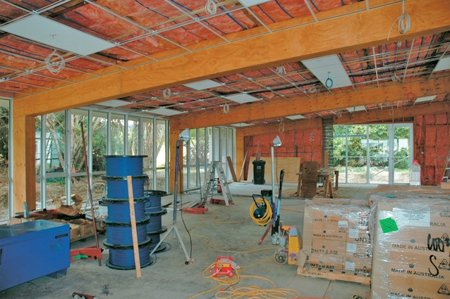 Nikau Building is a light, warm space to be in. The 20m long LVL beams are a striking feature. 