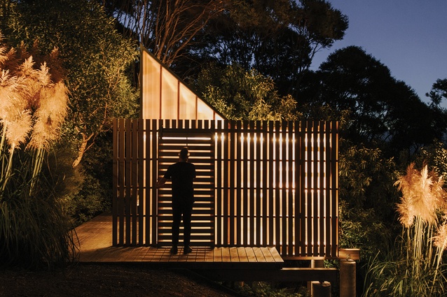 Nightlight by Fabric, finalists in the Single Residential Exterior category. Nighttime view.