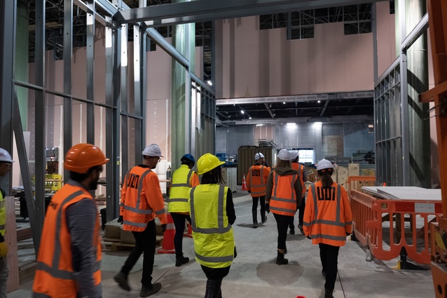 Warren and Mahoney leading a Site Seeing tour in Auckland of the New Zealand International Convention Centre.