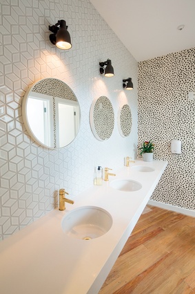 As a point of difference to the main areas, both bathrooms feature more extravagant patterns and textures.