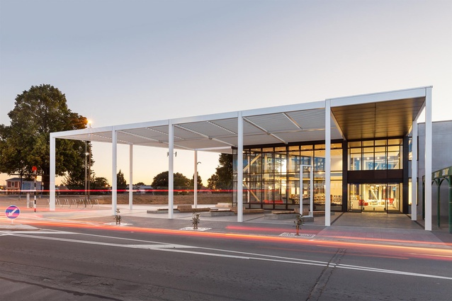 Public Architecture Award: Ruataniwha Civic Centre Kaiapoi by Warren and Mahoney. Williams St entrance.