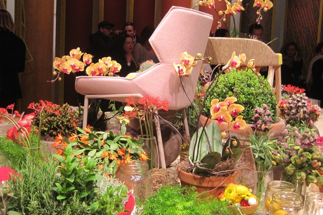 The fantasy floral centrepiece at the Moroso party.