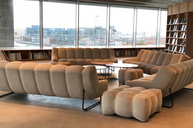 Originally fitted out as a flat for Bjarke Ingels, the top floor now provides meeting spaces for employees and clients. The seating is a BIG design.