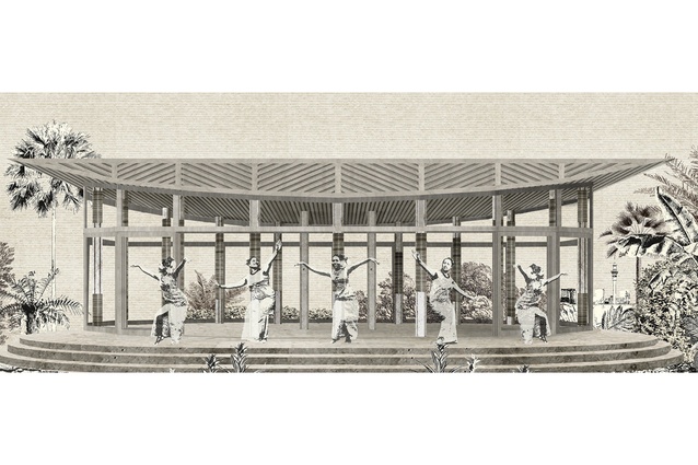 Conceptual collage for a meeting house.