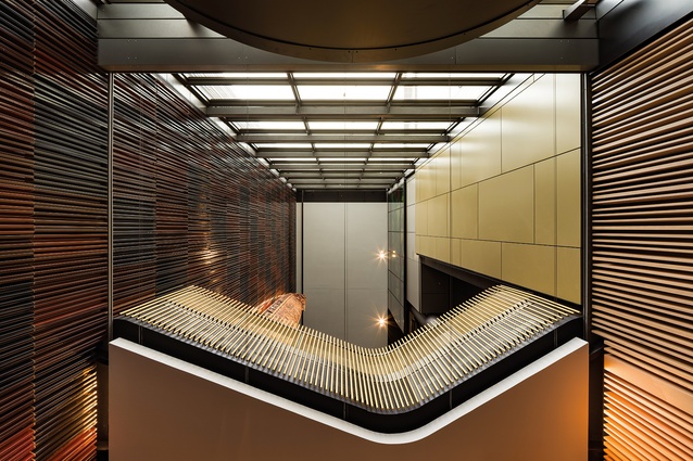 The 100-metre long ‘spine gallery’ connects the primary spaces in the venue and is, on average, 20 metres high.
