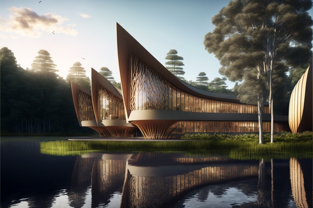 A concept for a civic building inspired by waka and connection to awa (river).