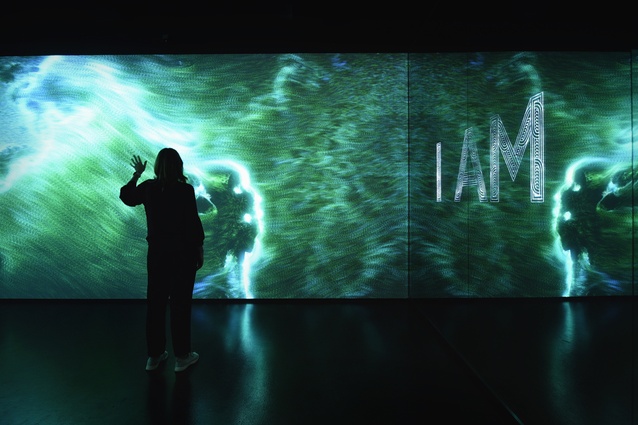 In the Welcome Space, "visitors will see themselves reflected in a glass wall where the words ‘I AM’ in both English and Arabic float before them, interspersed with te reo Māori: 'KO AU'", Jasmax says.