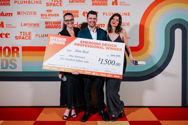 Karla Devine (House Party Interiors), Matt Reid (Warren and Mahoney) and Michelle Lamb (Michelle Lamb Interiors). Winner and finalists  in the Emerging Design Professional category. 