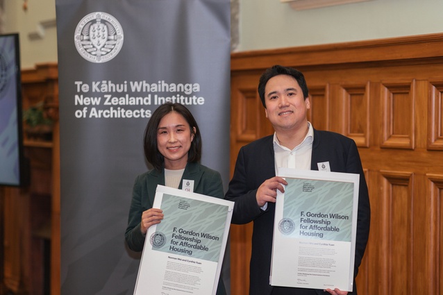 2025 F. Gordon Wilson Fellowship for Affordable Housing recipients Cynthia Yuan and Norman Wei.