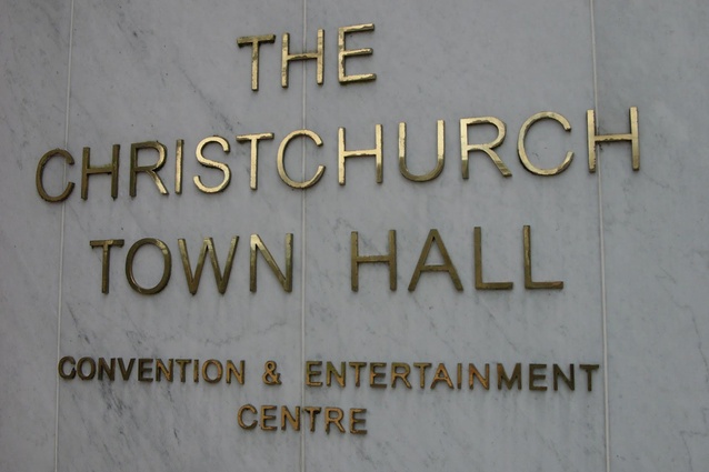 Christchurch Town Hall, pre-earthquake. Image from the film <em>Charles Luney - Master Builder</em>.