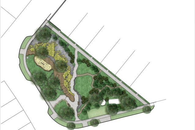A plan of Cliff Face Park. Judges said: "This project illustrates how effective planting design can be in public open space areas. The use of native plants is exemplary." 