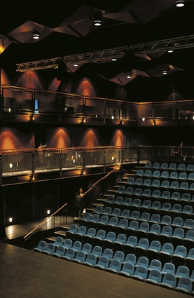 Surrounded by rows of gallery seating, banks of movable seating within the Rangatira auditorium can be configured to allow different stage setups.