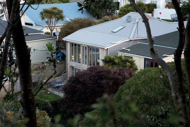 Baird House is located on a sloping site in Island Bay, Wellington.