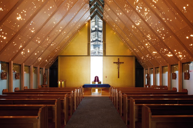 The laser-cut ceiling of the school’s chapel represents the night sky constellation on the day Marian College was first opened in 1982.