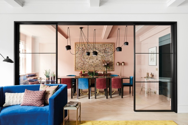 “I have to admit there was a bit of apprehension,” says designer Michael Chen about the choice of pink for the dining room.