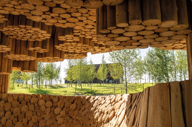 Xylem, Montana, a pavilion of singular effect, using timber preciously. 