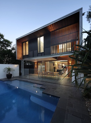 The back garden and pool area of the Brisbane home. 