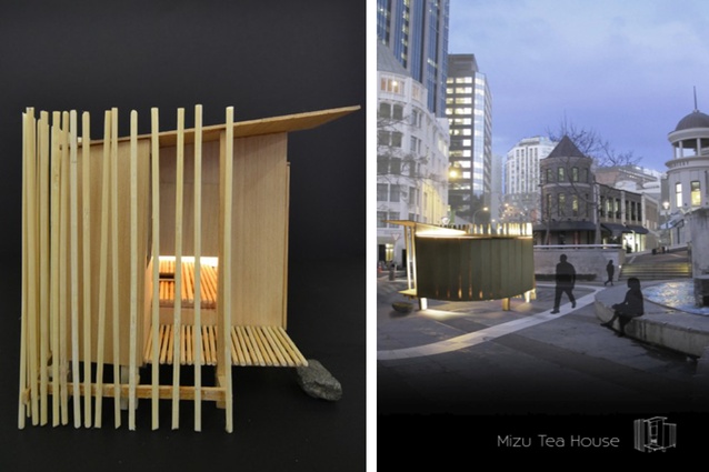 The Mizu Tea House, designed by a group of architecture students from Unitec.